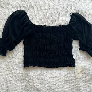 Bell Sleeve Ruffle Crop Top